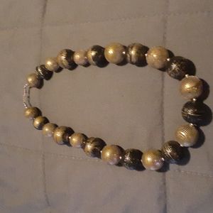 Black / Light Oliver with small gold beads Necklace. 18 " ( L8 130 )